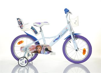 Billede af 16" Licens Frozen 2 cykel med cykelkurv og cykelstol